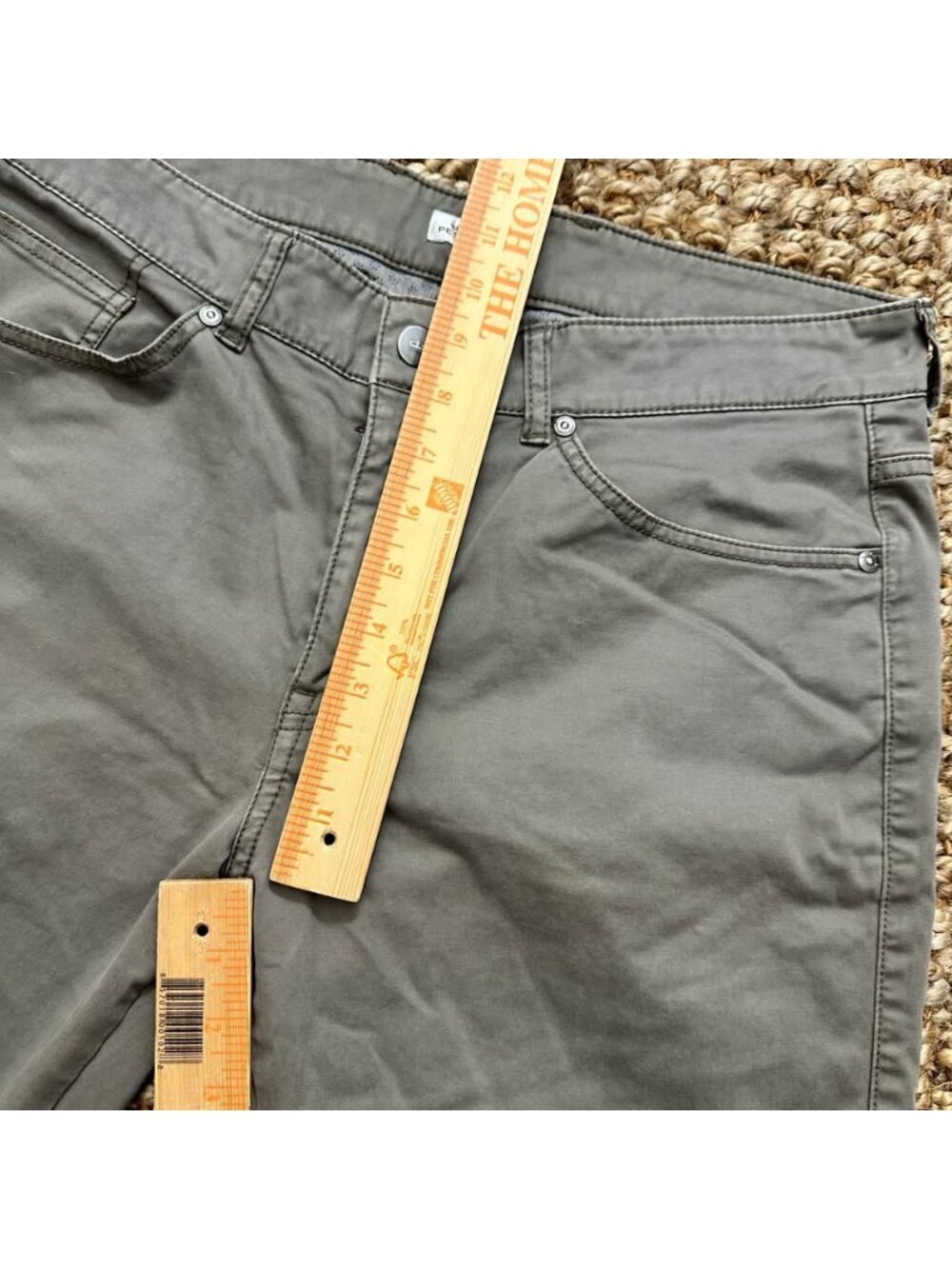Peter Millar Mens Performance Chino Pants Straight Leg Tan Brown Stretch 34x30 - Picture 9 of 9